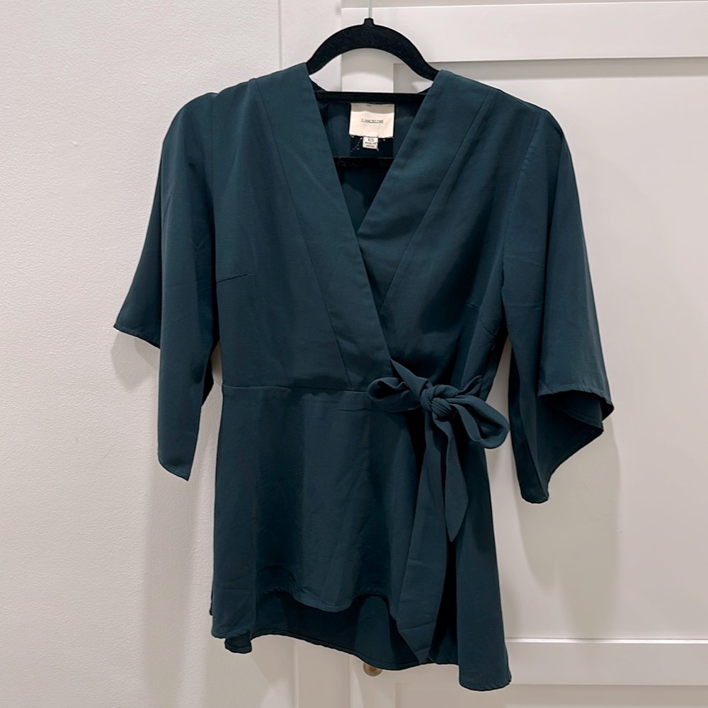 Dark Green Kimono Style Blouse